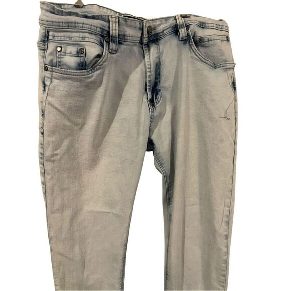 Bleecker & Mercer Men Blue Distressed Slim Fit 5-Pocket Stretch Jeans Size 34/32 - Picture 2 of 14